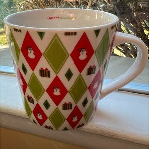 Starbucks 2003 Barista Christmas Snowman Presents Diamond Design Coffee Cup Mug